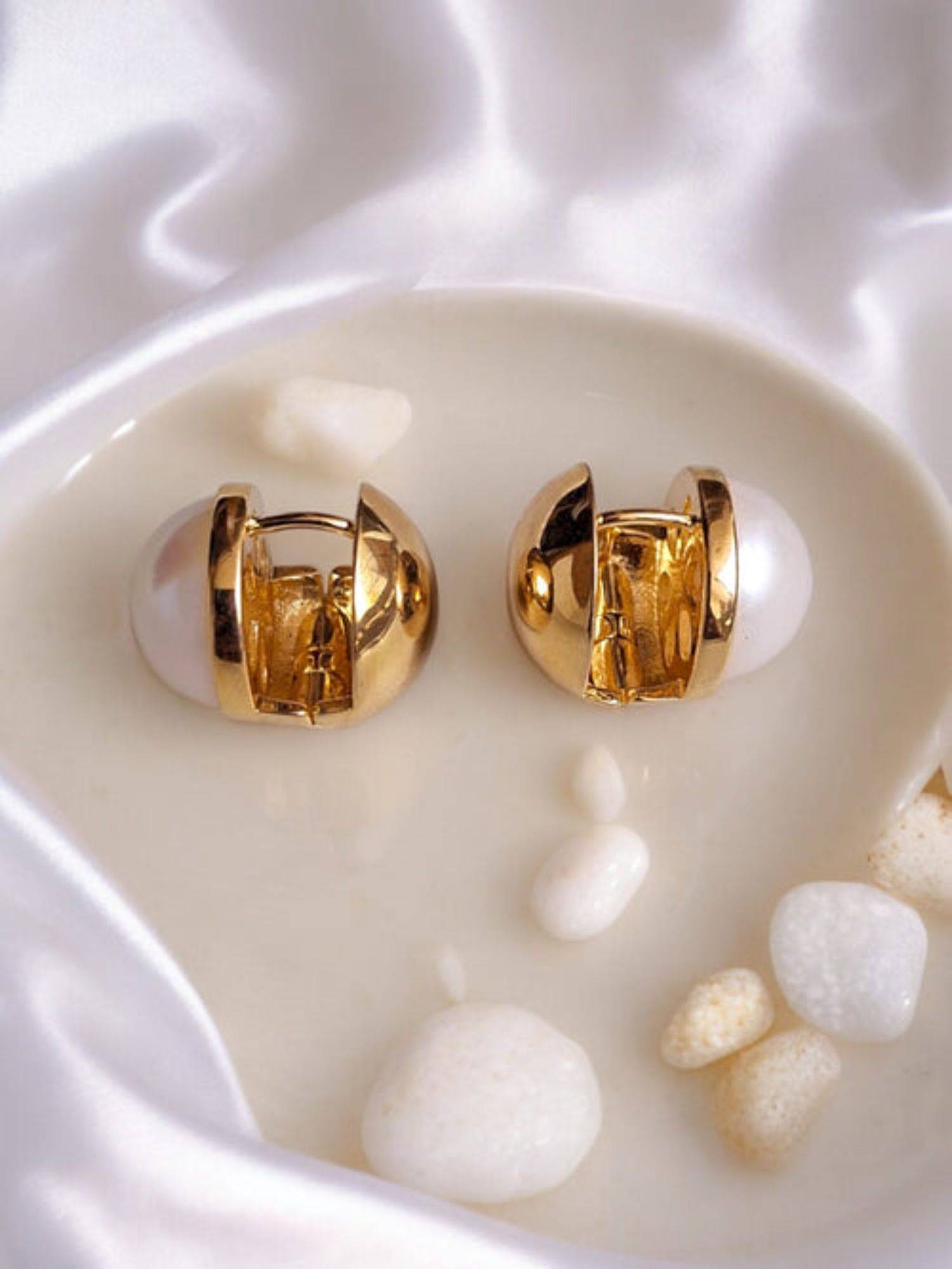 XAGO Le Fiona Gold Plated Studded Triangle Shaped Stud Earrings