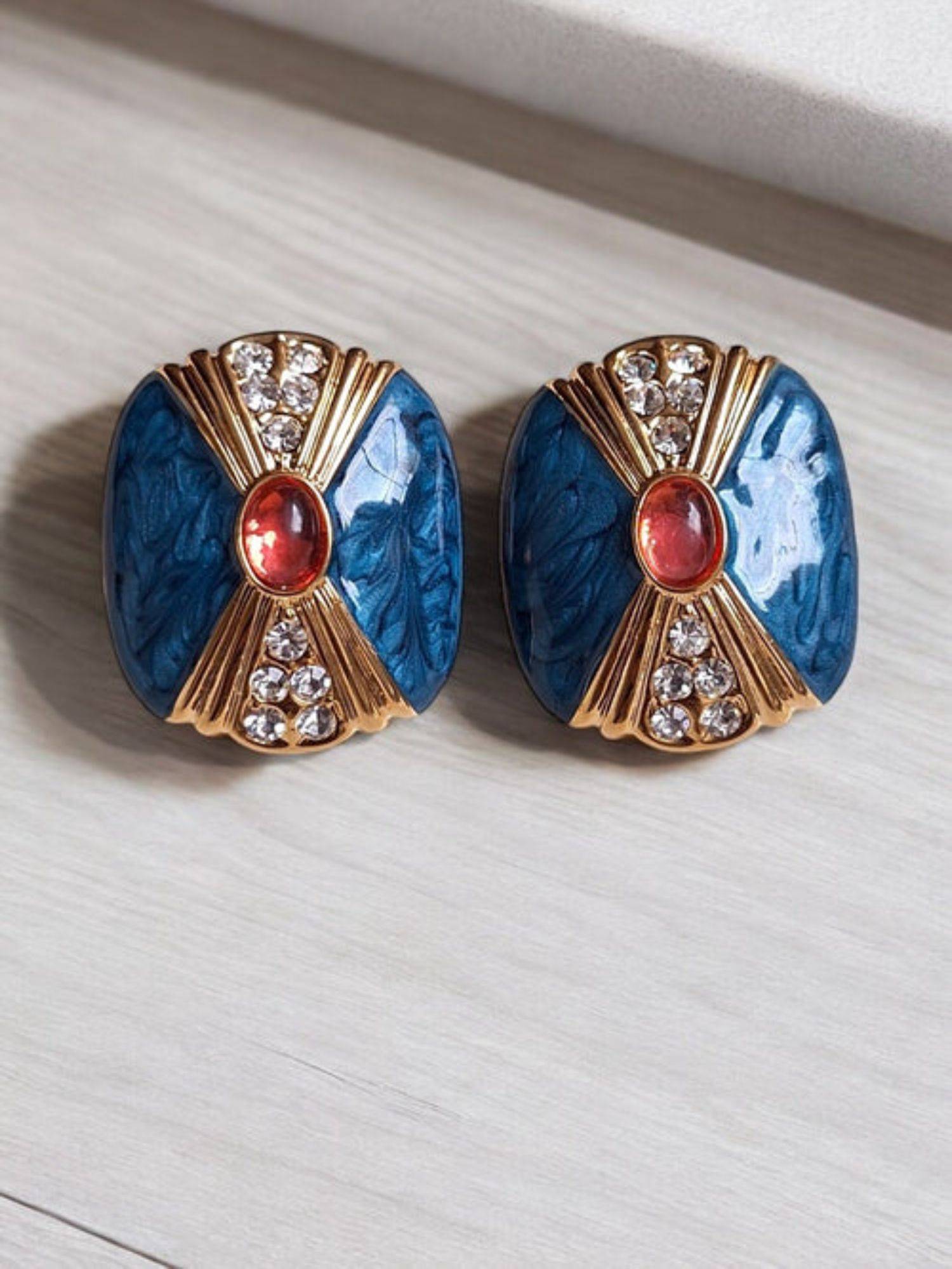 XAGO Le Angelina Blue Contemporary Shaped Stud Earrings