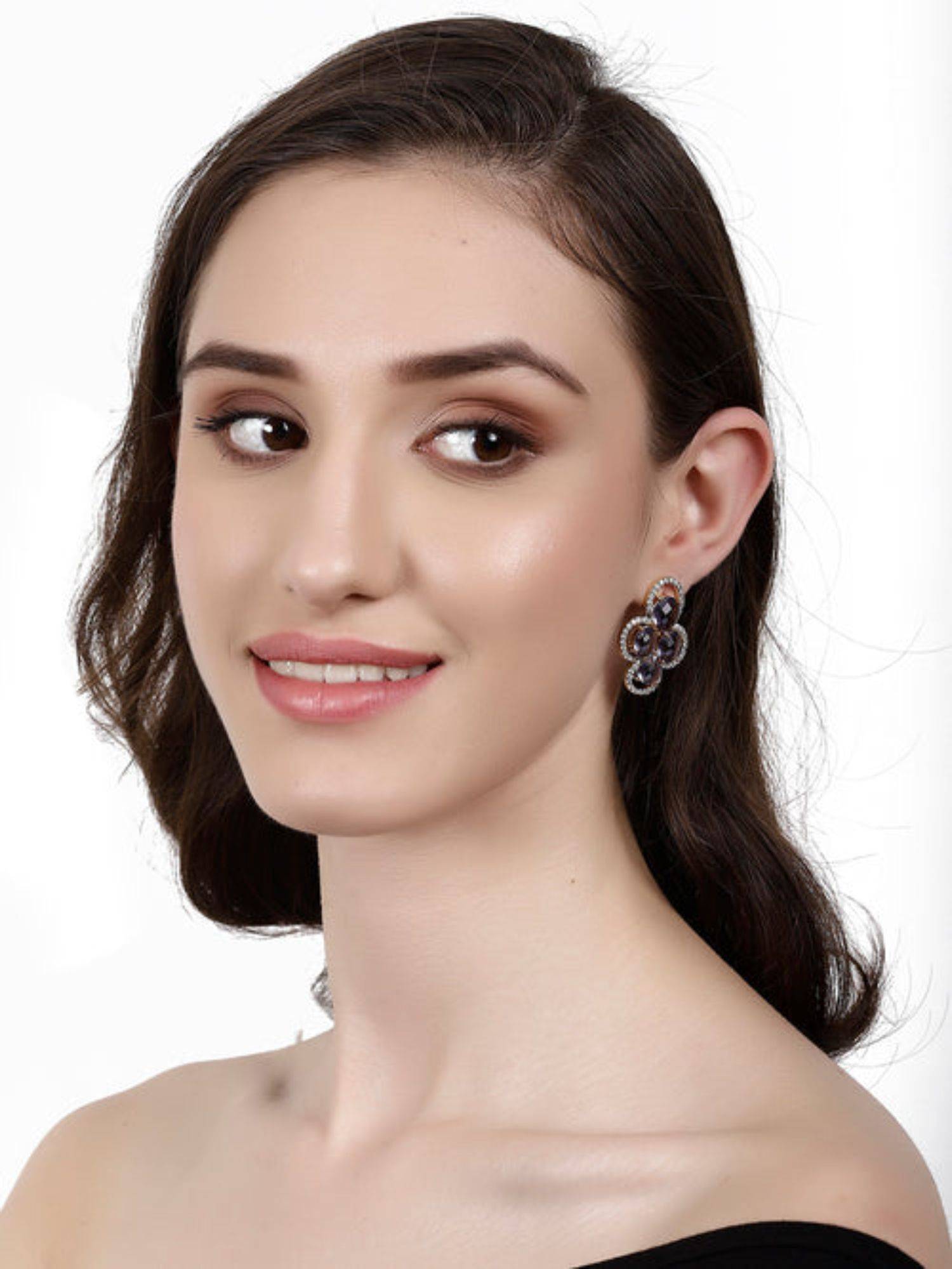 XAGO Vedsha Purple Stone And Ad Studded Studs