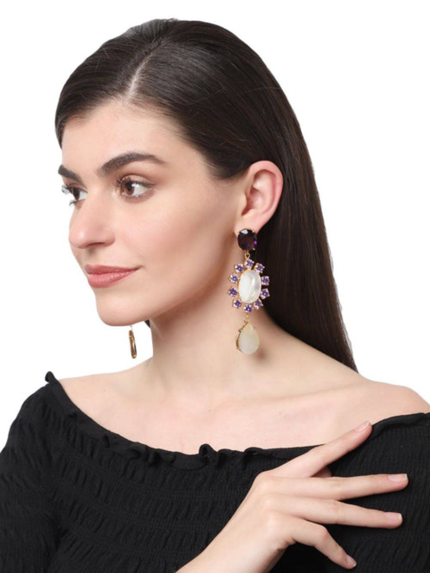XAGO Imala Mother Of Pearl and Amethyst Earrings