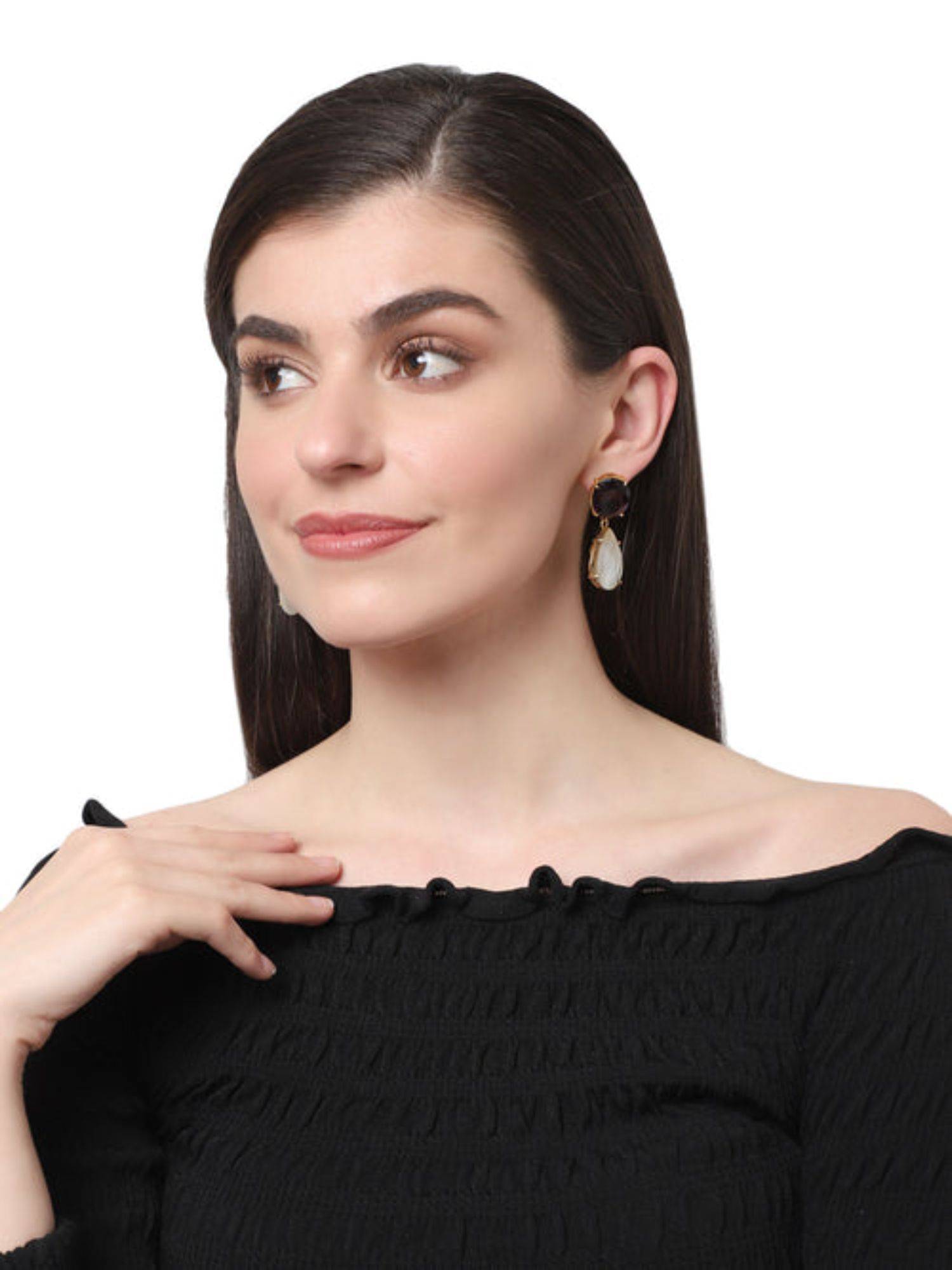 XAGO Delilah Amethyst and Mother Of Pearl Convert Drop Earrings