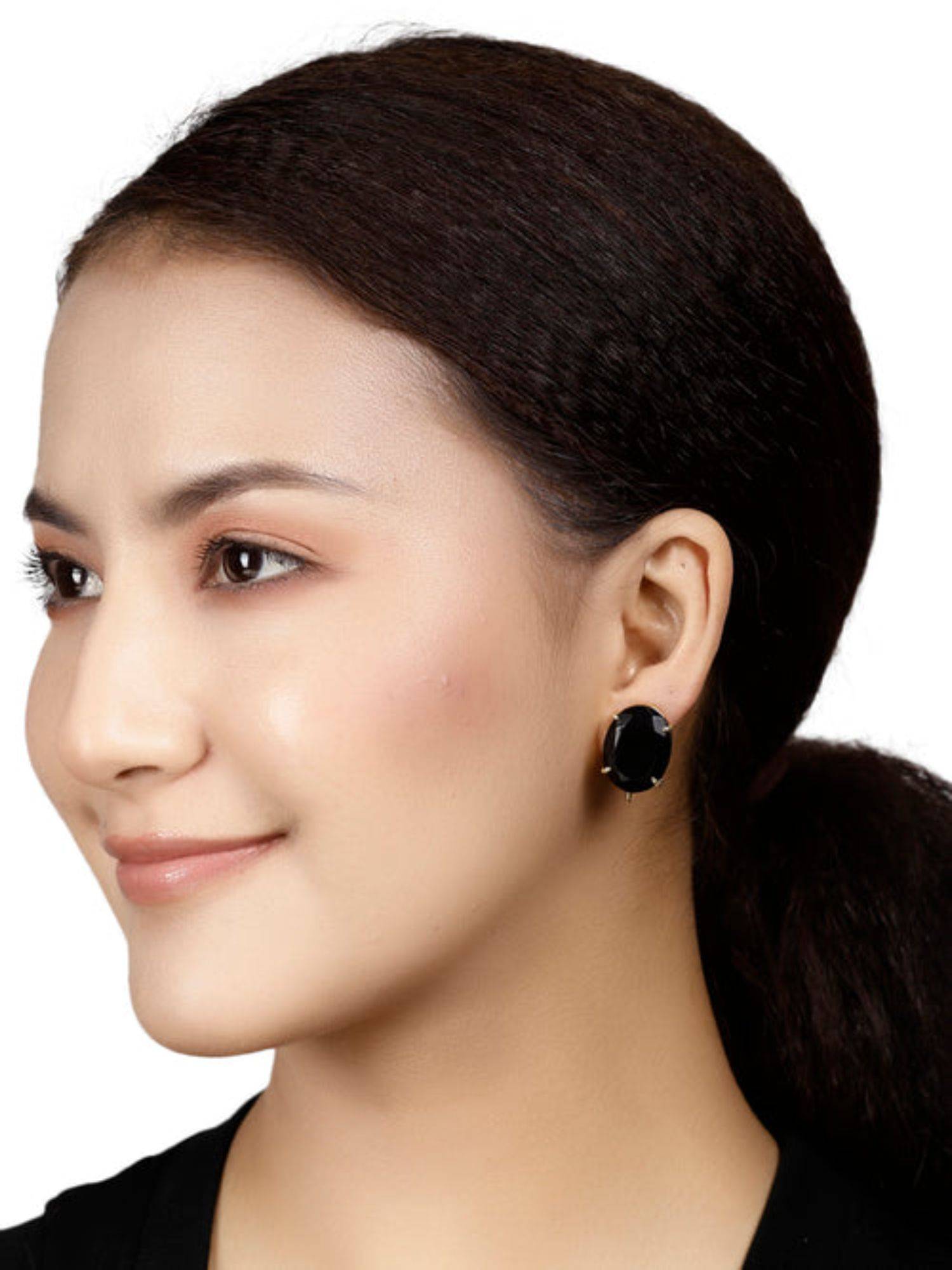 XAGO Baina Black Onyx Gold Plated Studs