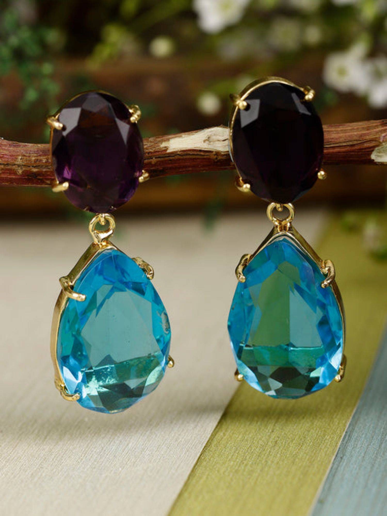 XAGO Kirit Purple And Blue Convertible Drop Earrings