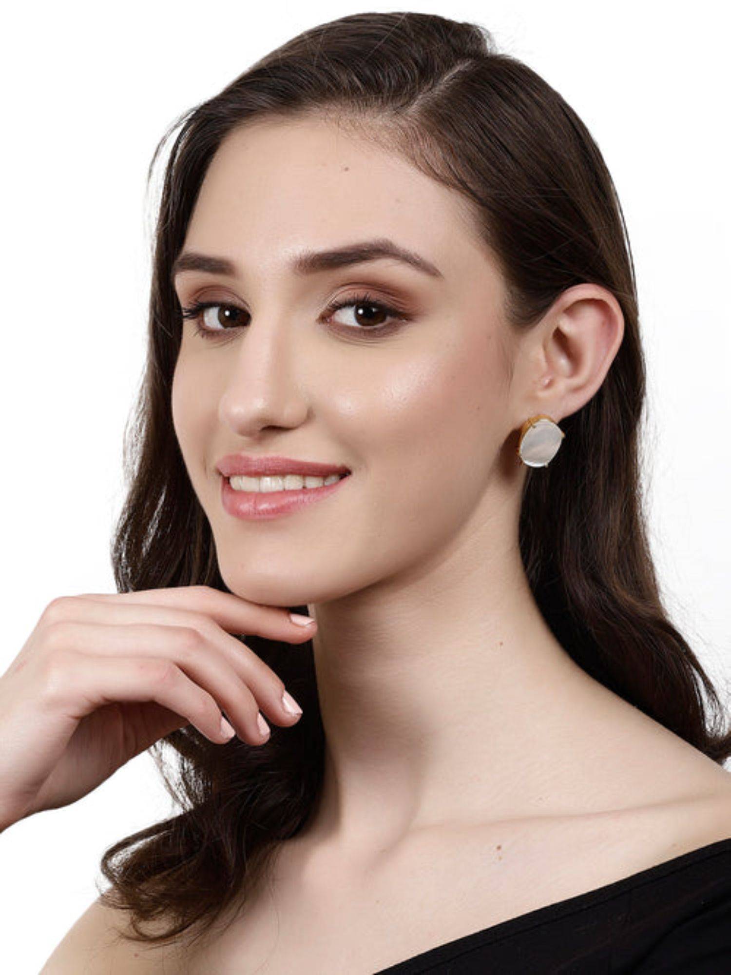 XAGO Ishanvi Mother Of Pearl Gold Plated Studs