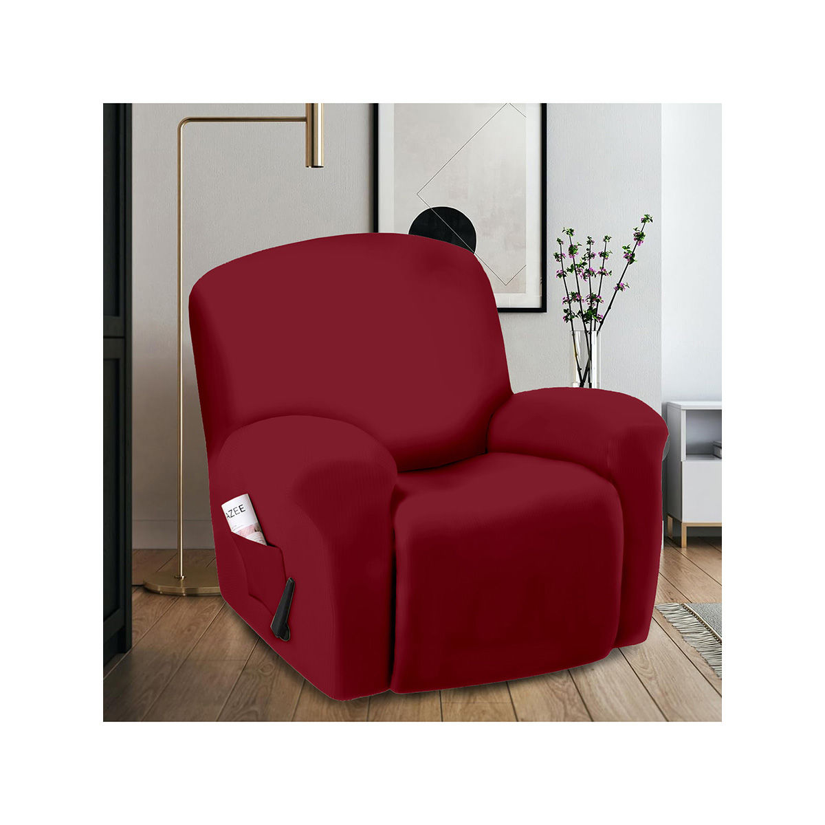 Buy Cortina Elastic Stretchable Polyester Solid Recliner Cover (1