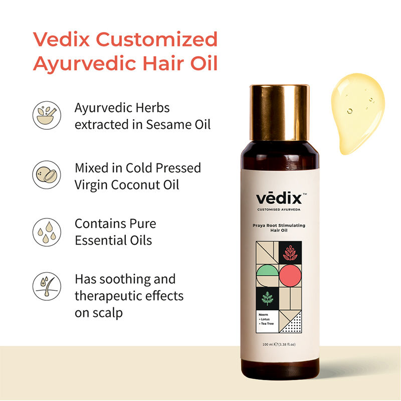 Vedix Hair Oil Oily Scalp & WavyCurly Hair Praya Root Stimulating