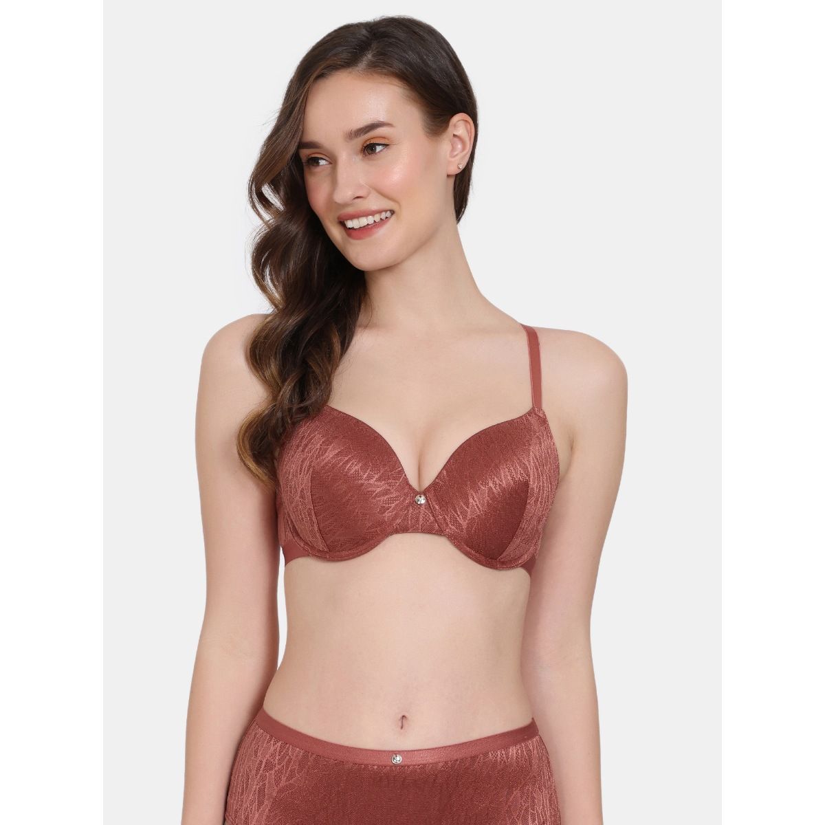 Buy Zivame All That Lace Demi Coverage Padded Bra-Red Online