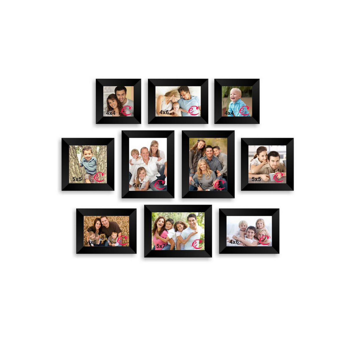 eCraftIndia Memory Wall Collage Photo Frame - Set of 10 Photo Frames ...