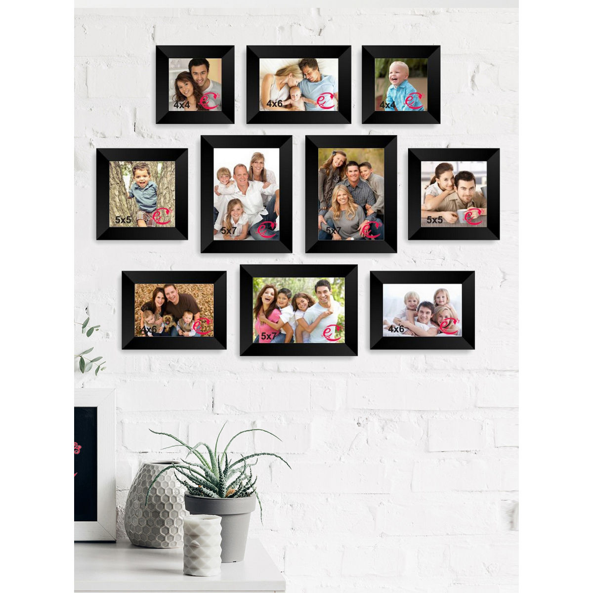 Ecraftindia Memory Wall Collage Photo Frame - Set Of 10 Photo Frames 