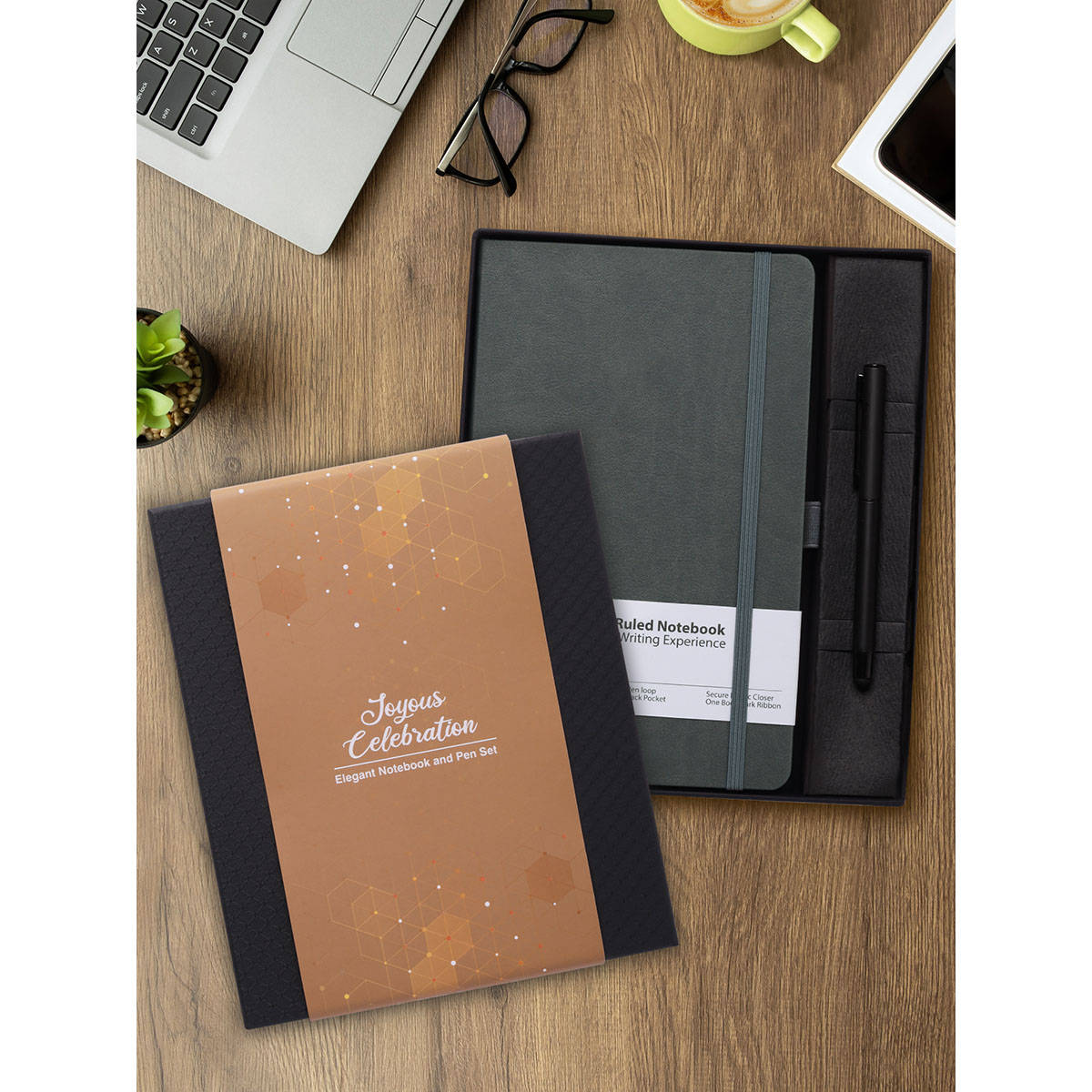 Doodle Collection Grey A5 Pu Leather Notebook & Pen Gift Set