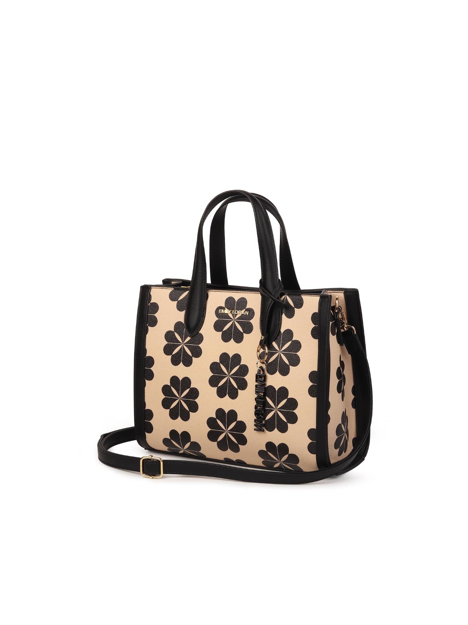 Emily② Buy Emily Loran Daisy Bloom Handbag with Detachable Strap - Black