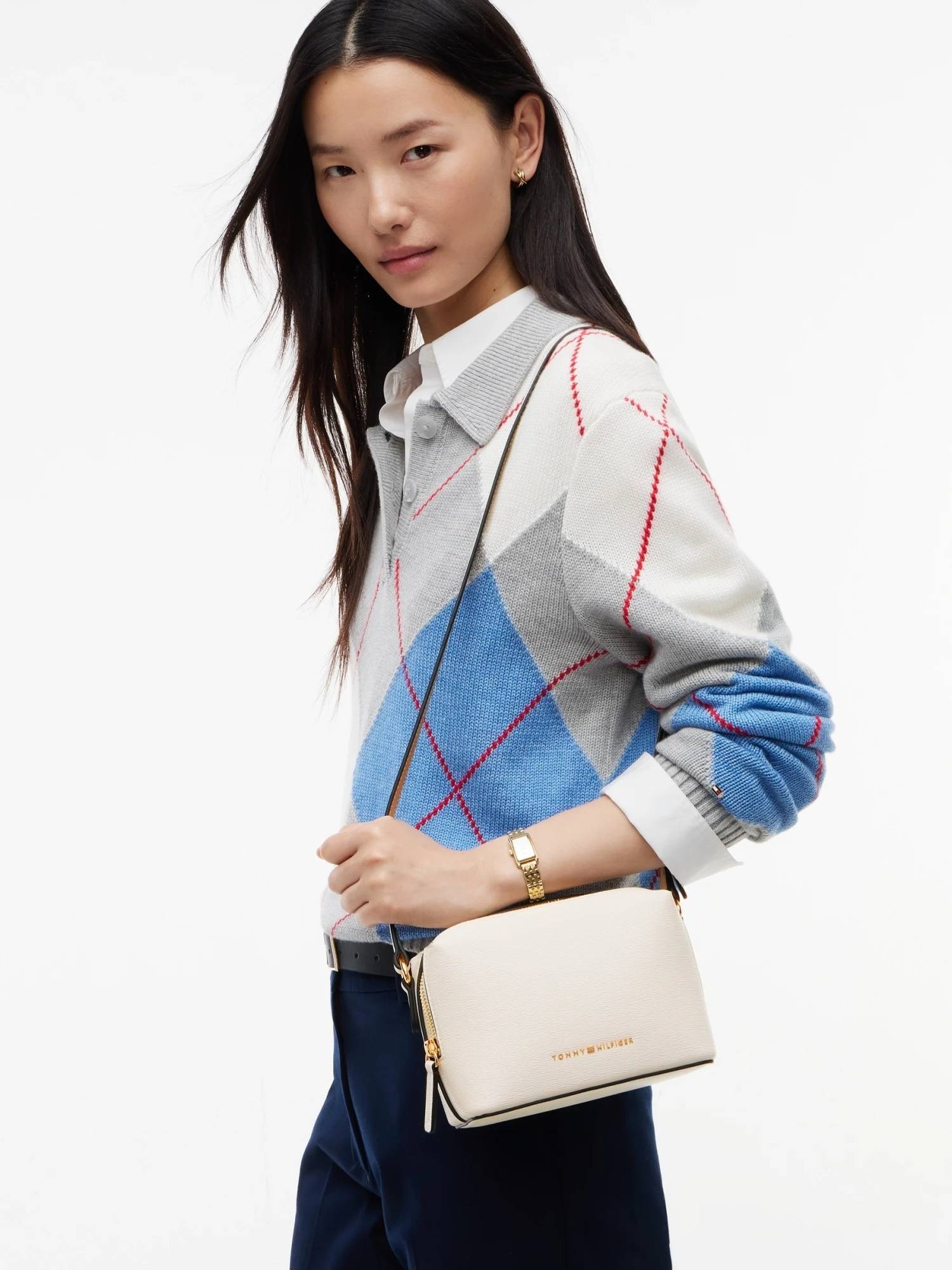 Tommy Hilfiger Solid Beige Polyurethane Sling Bag