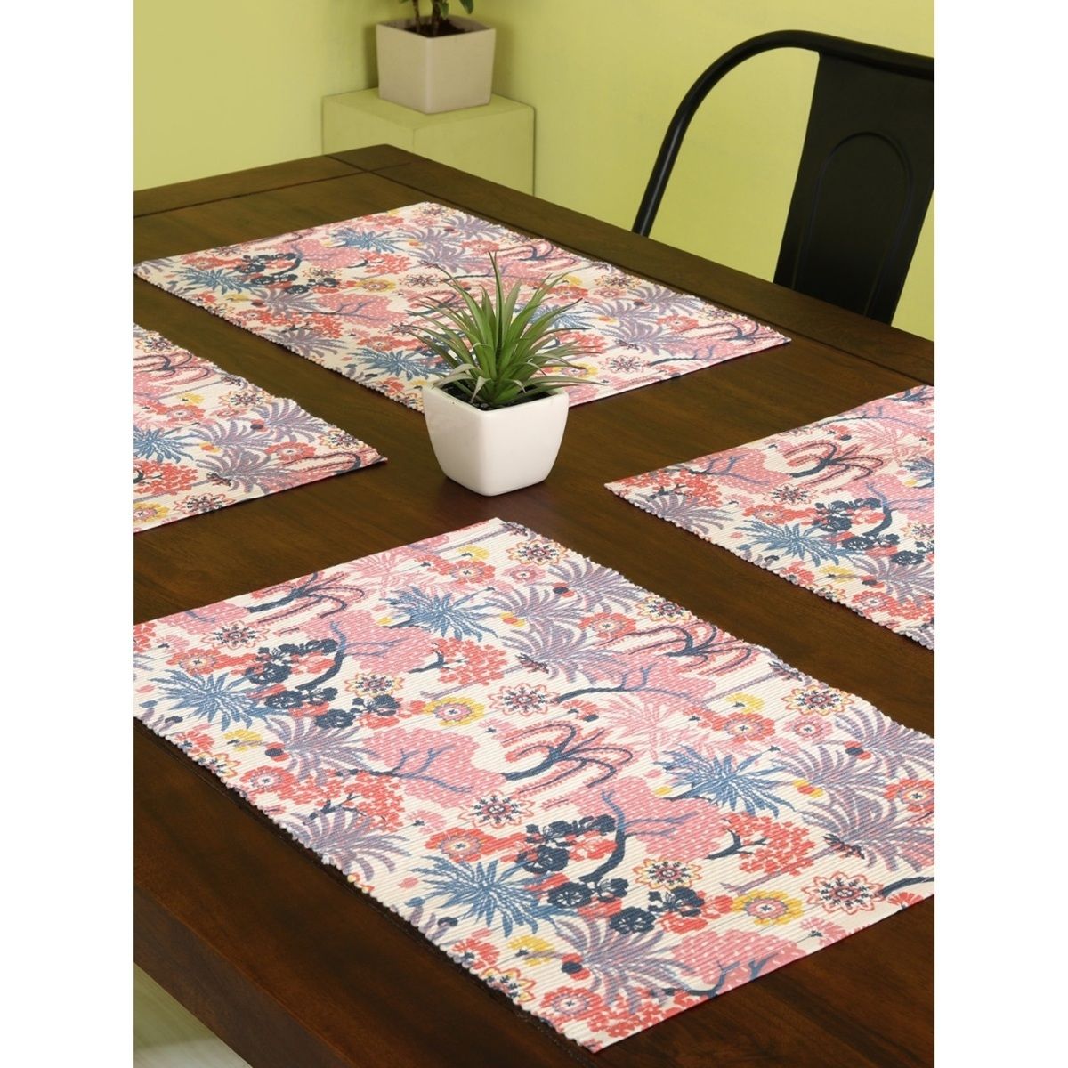 Buy Chumbak Flora Forest Pink Table Mats Set Of 6 Online