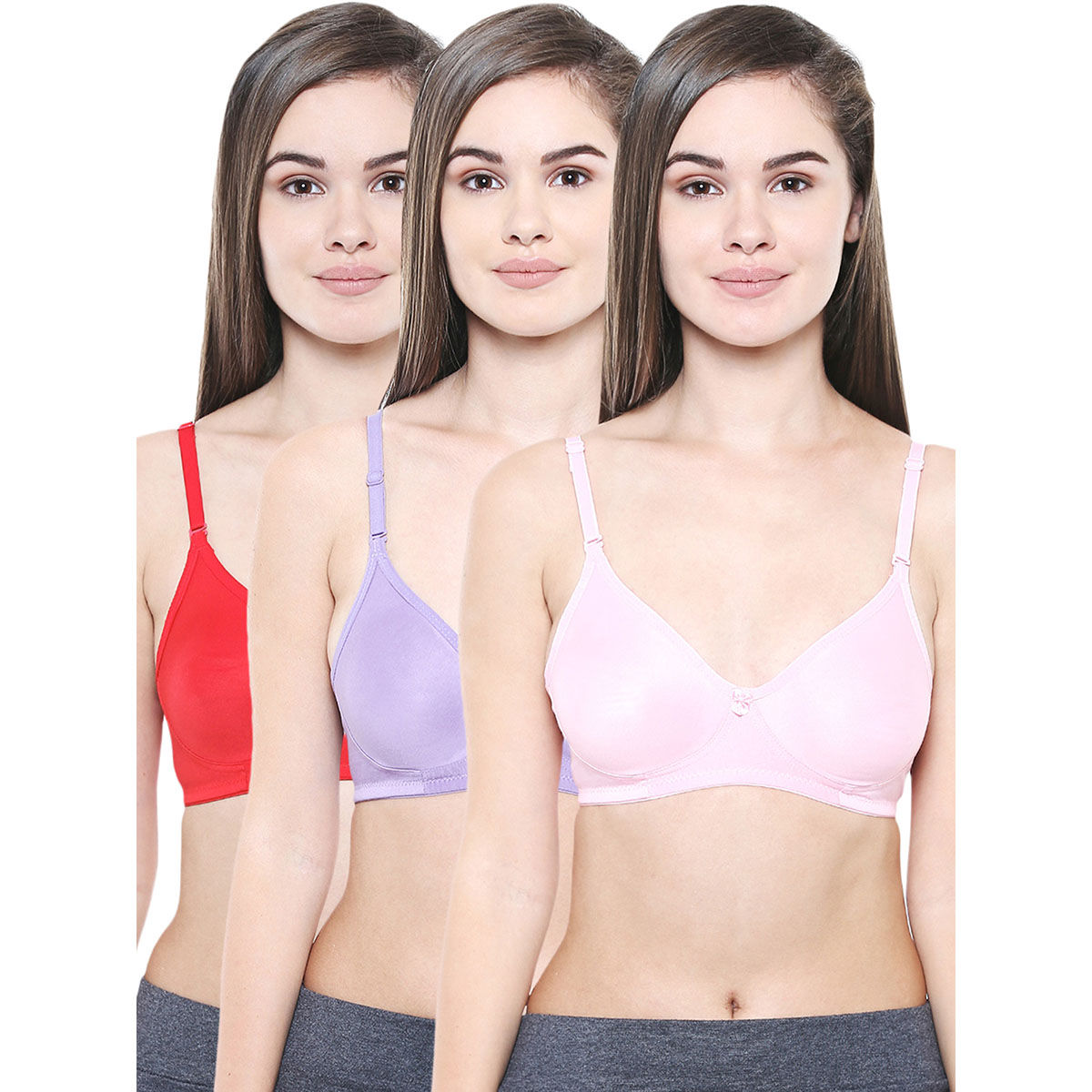 Buy BODYCARE Women Solid Non Padded Regular Bra(Pack of 3)_32B