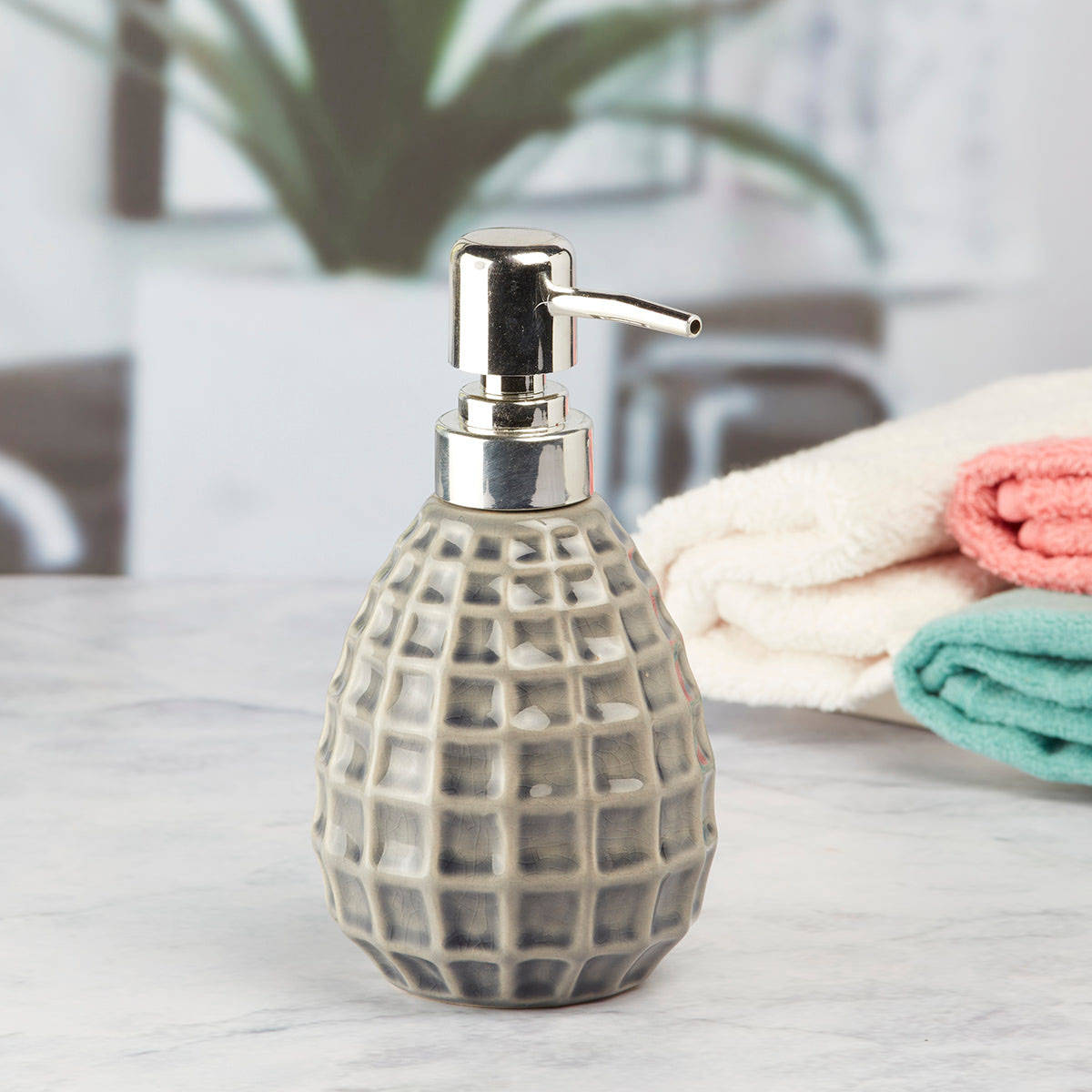 Kookee Ceramic Soap Dispenser for handwash for Bathroom-Grey