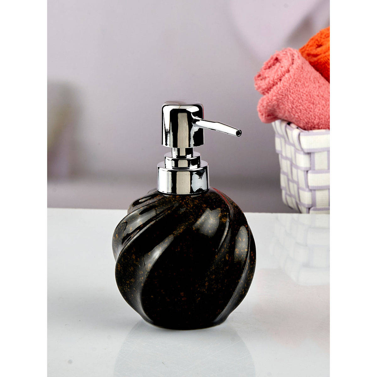 Kookee Ceramic Soap Dispenser for handwash for Bathroom-Black