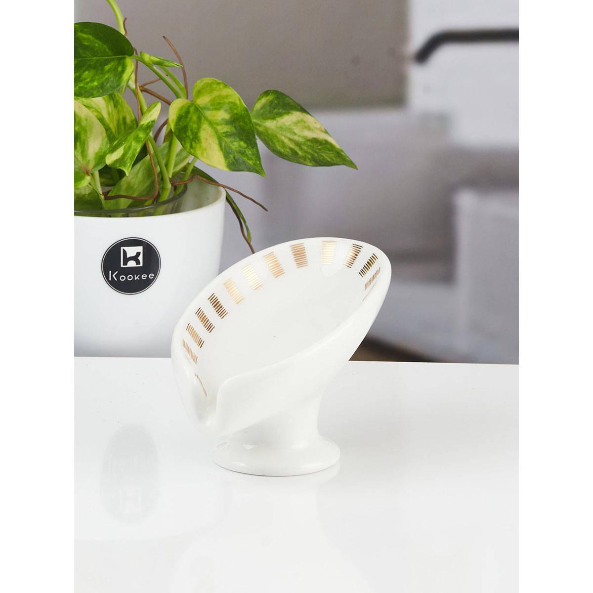 Kookee Ceramic Soap Holder Dish-Set of 1 Bathroom Accessories for Home-White