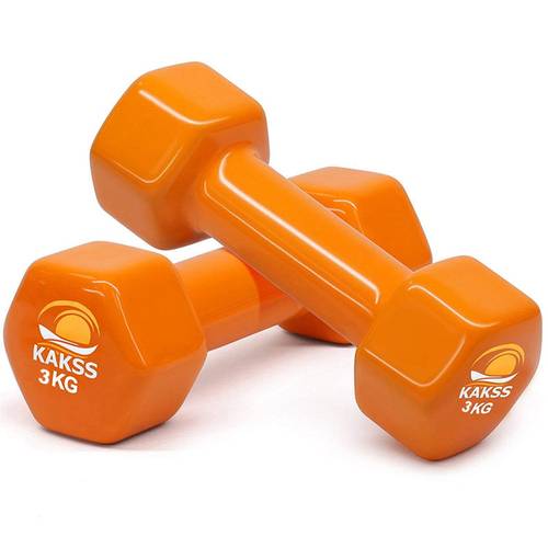 Kakss Cast Iron Dumbbells Near Me Buy KAKSS Cast Iron Vinyl Coated Dumbbells Orange (6kg) Online