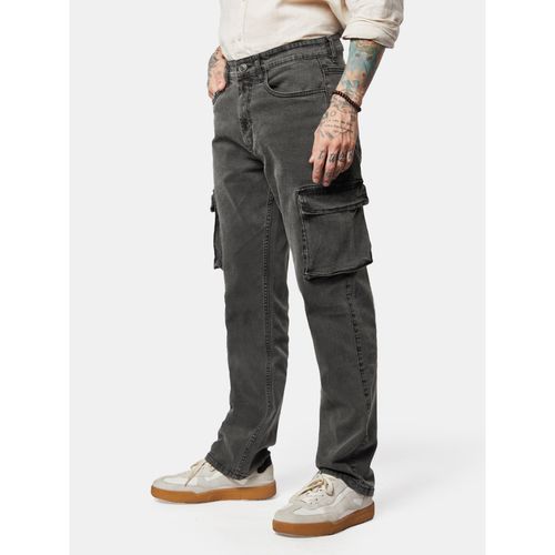 Buy The Souled Store Solids : Ash Grey Straight Fit Men Cargo Jeans Online