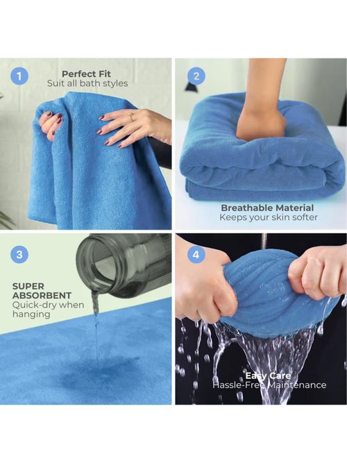 Black Gold Bath Towels 400 Gsm Lightweight Ultra-Soft Plain Royal Blue  (Pack Of 2)