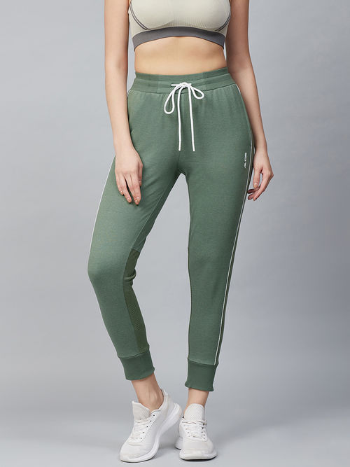 Buy Alcis Women Olive Green Slim Fit Solid Cropped Joggers (XL) Online