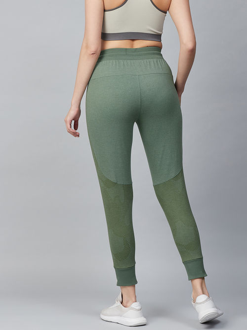 Buy Alcis Women Olive Green Slim Fit Solid Cropped Joggers (XL) Online