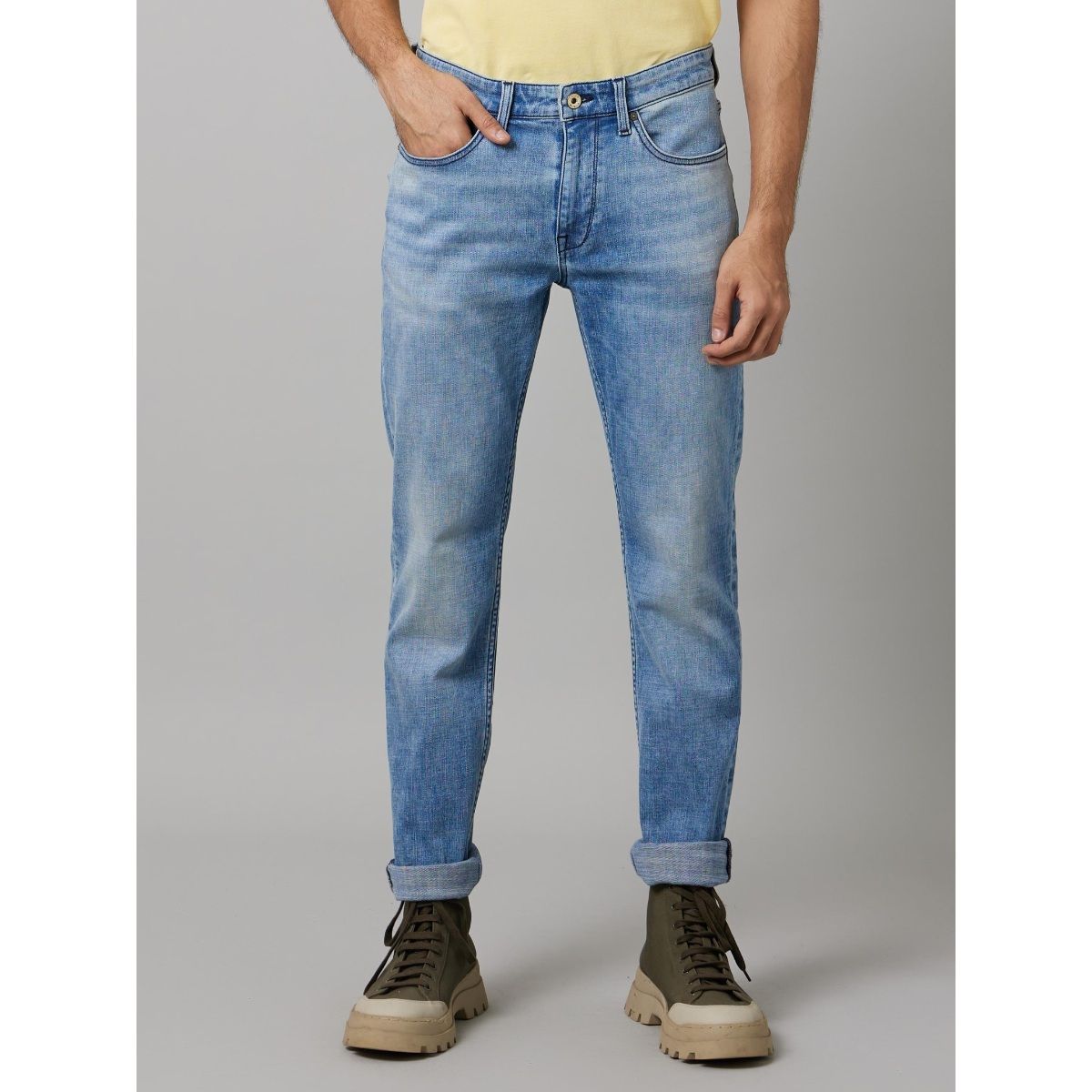 Buy CELIO Blue Cotton Knit Denim Jeans Online