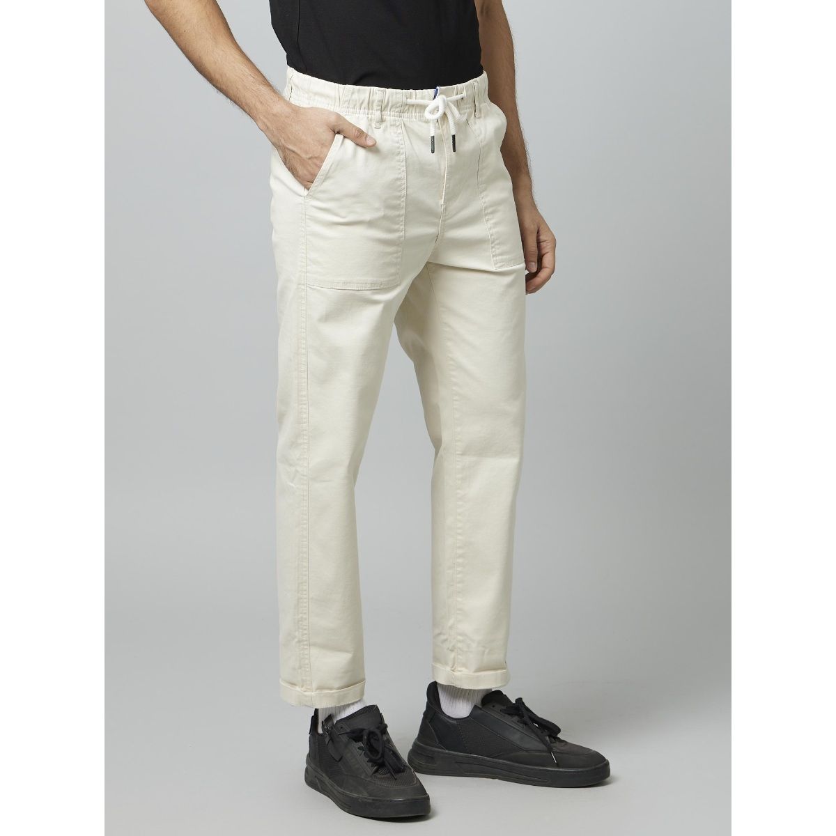 Buy CELIO JEANS Solid Polyester Cotton Slim Fit Men's Casual Trousers |  Shoppers Stop