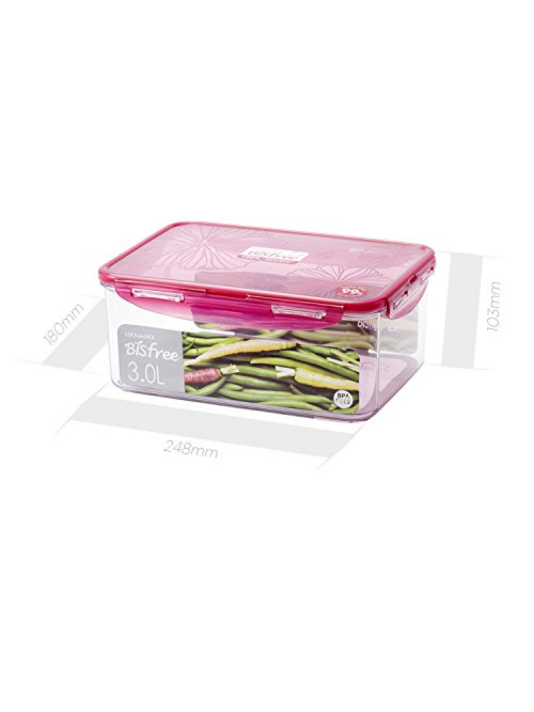 Lock & Lock Bisfree Rectangular Stackable Tritan Container, 3 Litres