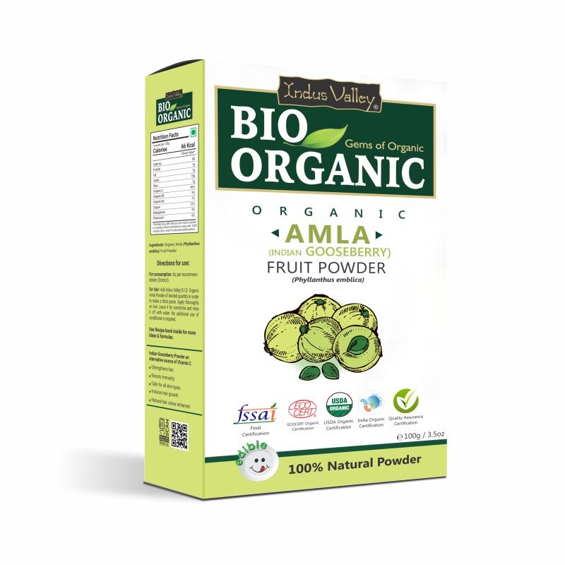 Indus Valley Bio Organic Amla Indian Gooseberry Powder 100% Organic for Hair