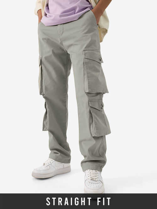 Buy The Souled Store Solids Dark Grey Men Cargo Pants Online