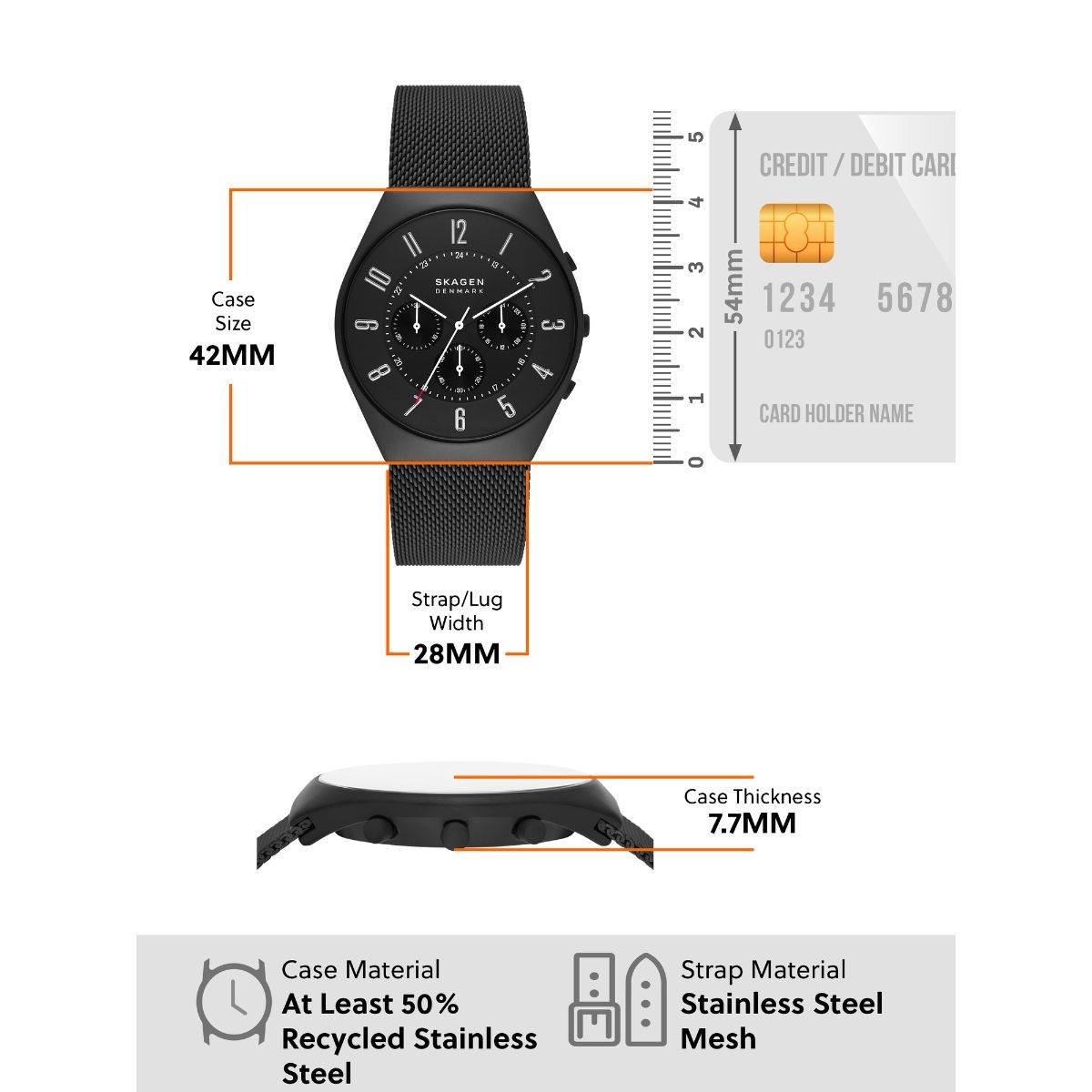 Buy Skagen Grenen Chronograph Black Watch SKW6822 Online