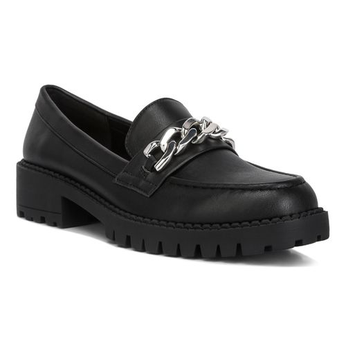 London Rag Black Chunky Block Heel Loafers (EURO 39)