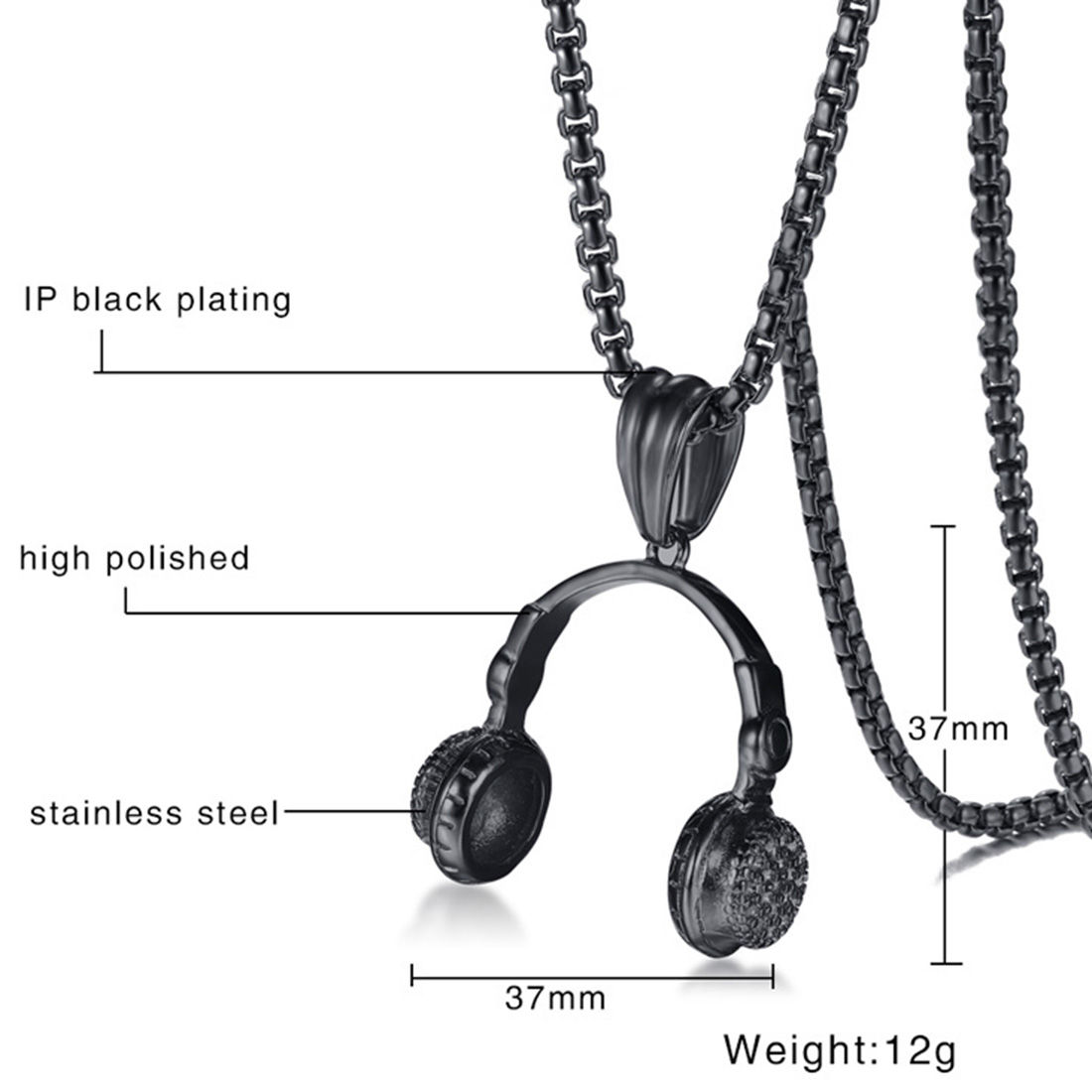 Peora Stainless Steel Microphone Earphone Pendant Necklace (PX9P12