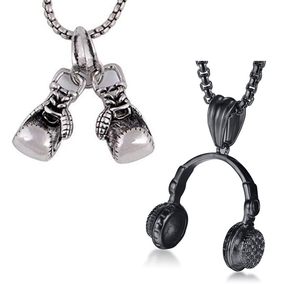 Peora Stainless Steel Microphone Earphone Pendant Necklace (PX9P12