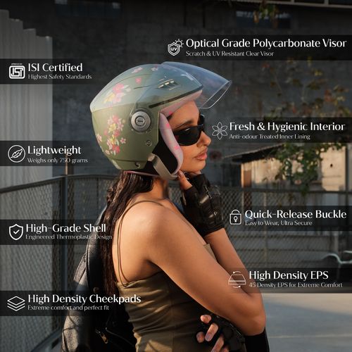 Goggles Visor Half Face Goggles Green Half Helmet TVARRA Women