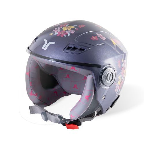 Buy TVARRA Women Purple Blossom ISI Certified Open Face Helmet Online