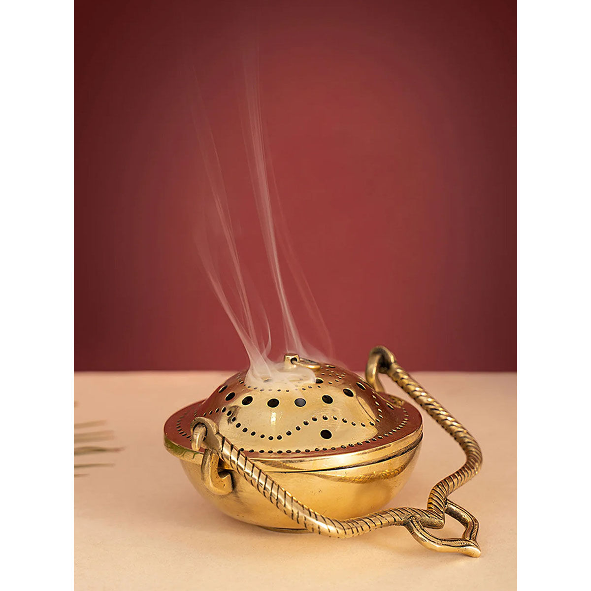 Buy DecorTwist Brass Dhoop Dani & Incense Burner with Handle Online