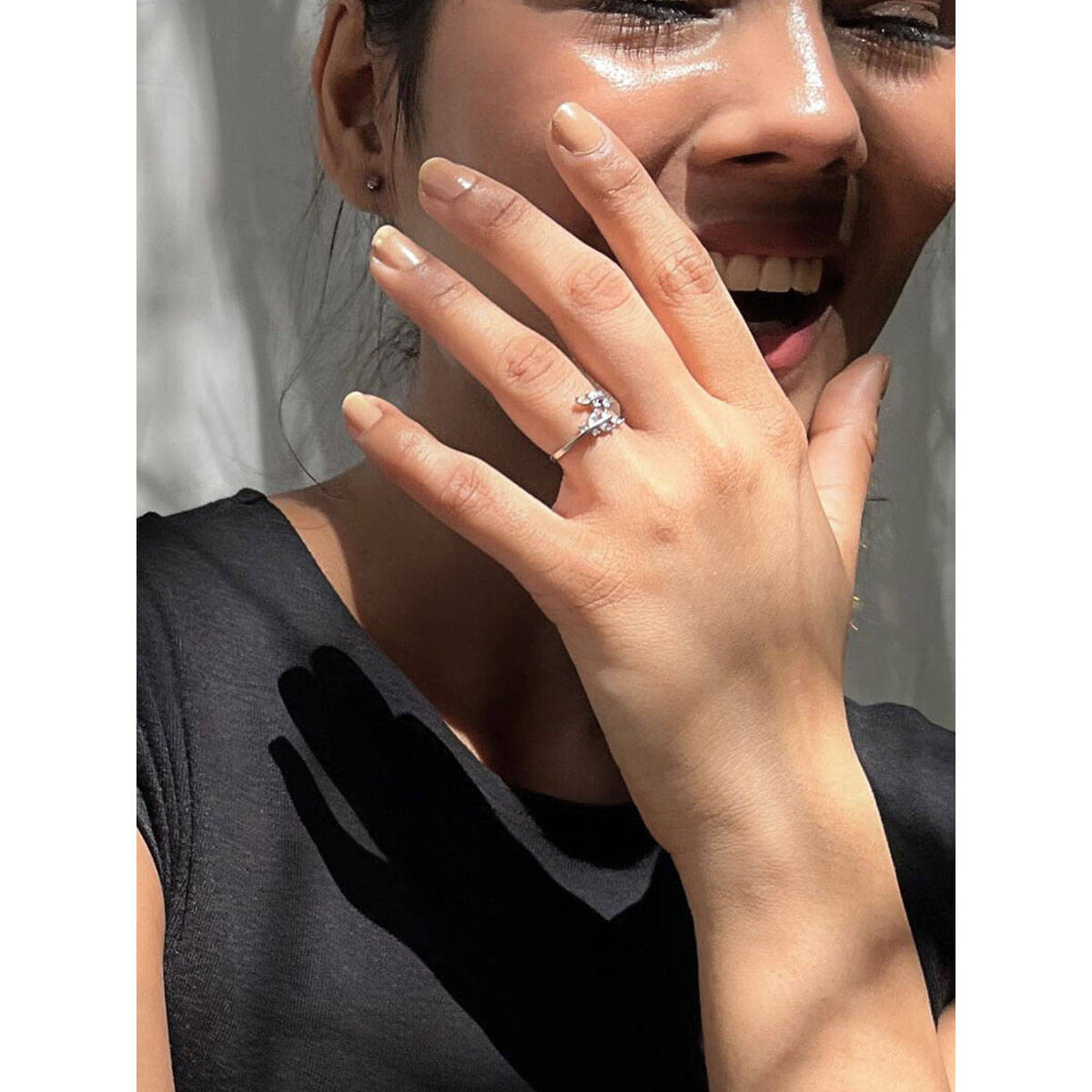 LuxeVogue Botanical Whimsy Ring 925 Silver White Gold