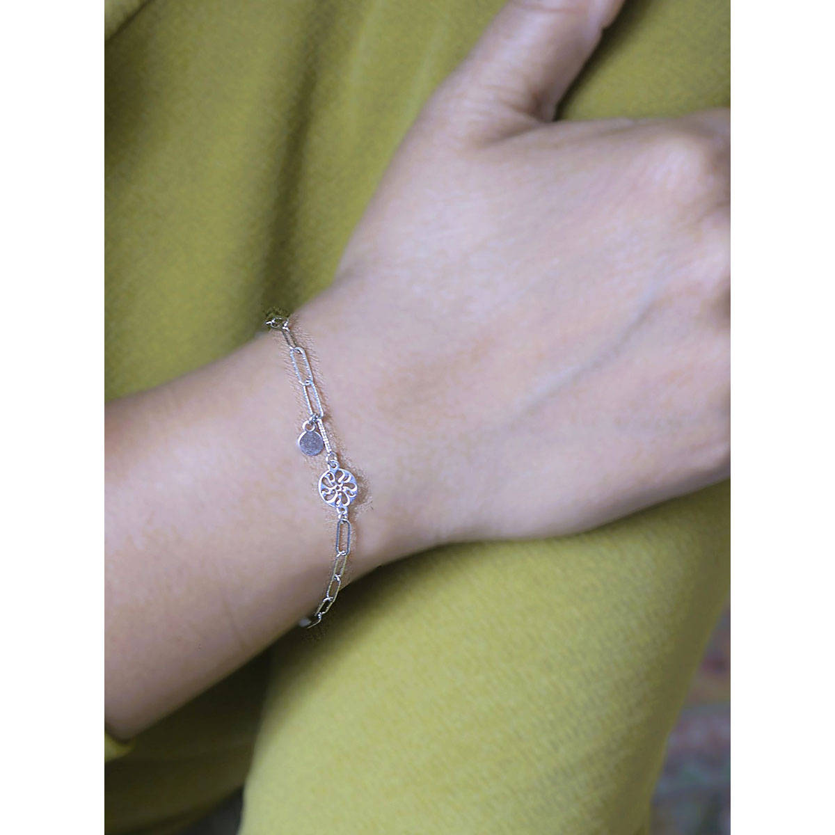 LuxeVogue Chain Bracelet With Filigree Charm 925 Silver Jewellery