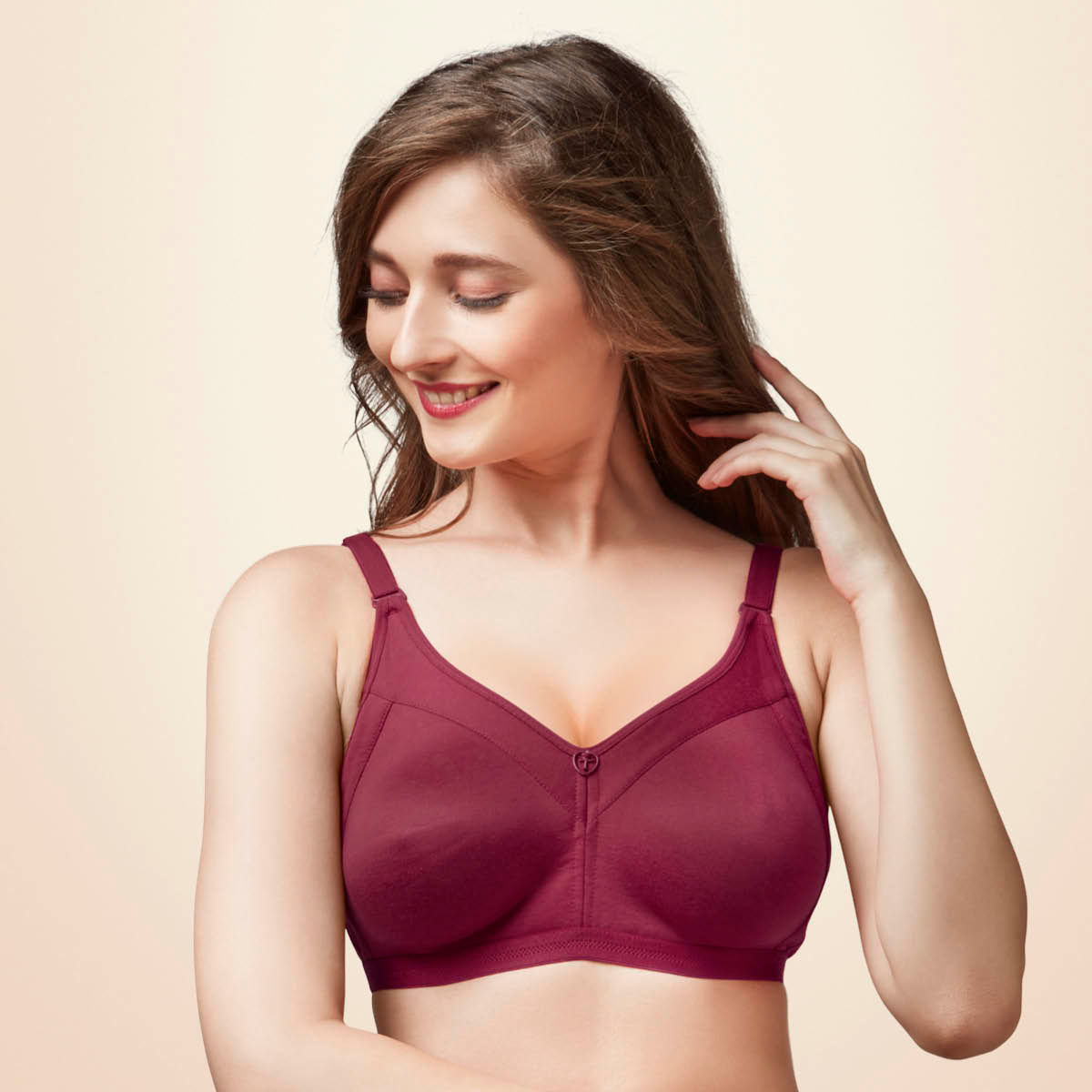 Trylo Rozi Stp Women Detachable Strap Non Wired Padded Bra - Maroon (34D)