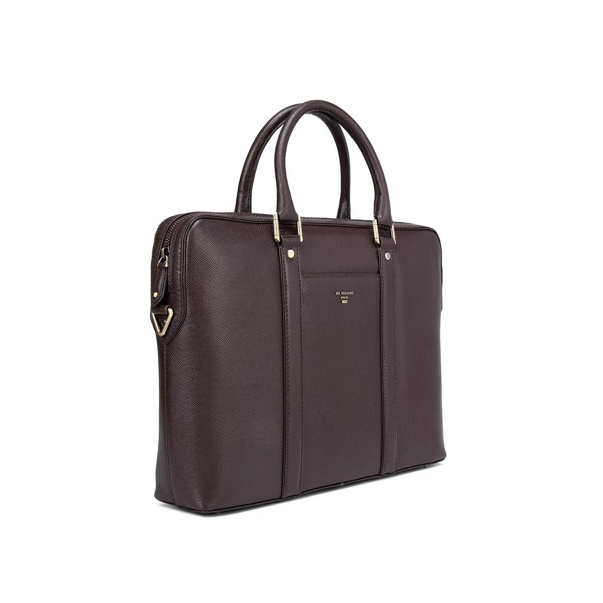 Buy Da Milano Brown Leather Laptop Bag Online