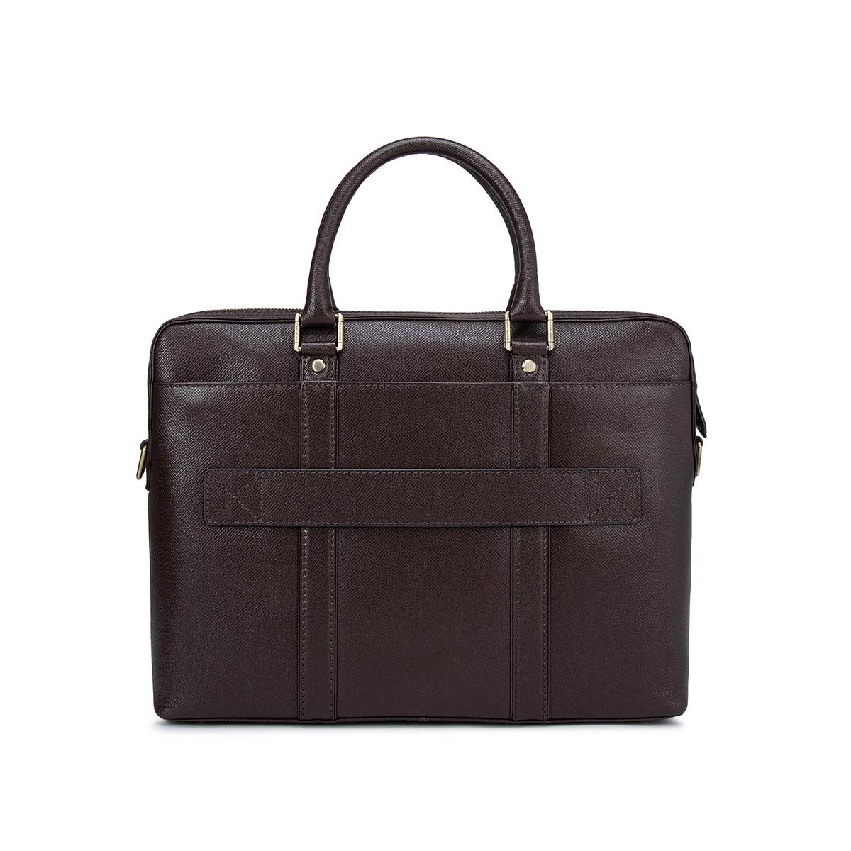 Buy Da Milano Brown Leather Laptop Bag Online