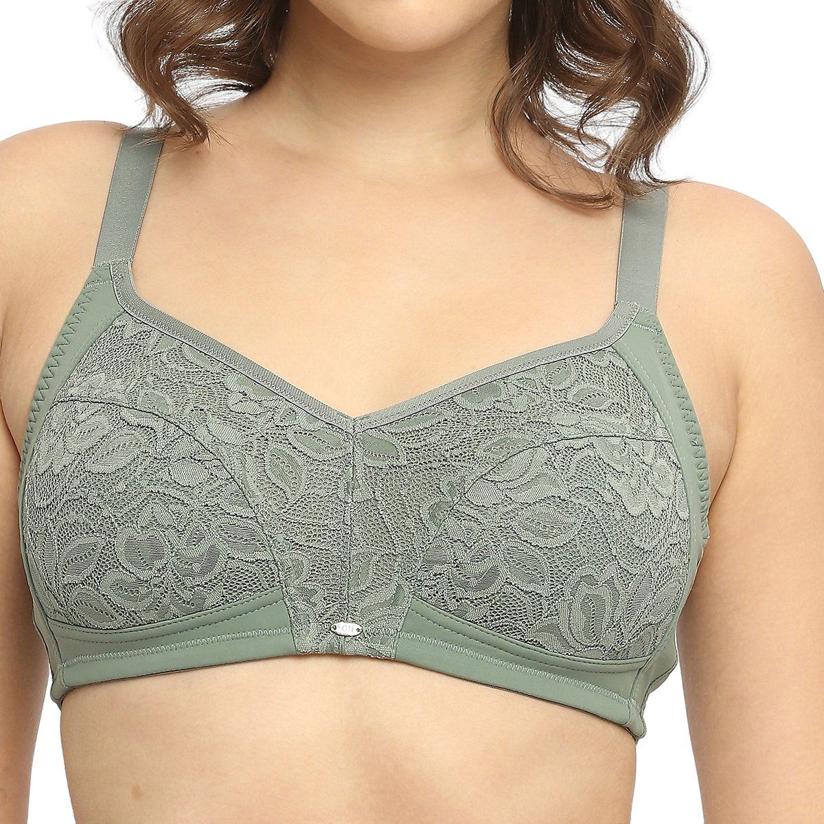 Buy Soie Full Coverage Non Padded Non Wired Bra With Mid Waist Lace Brief Set Of 2 Online 0590