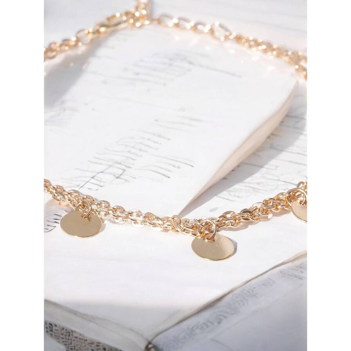 OOMPH Gold Tone Multi Layer Charm Fashion Anklet