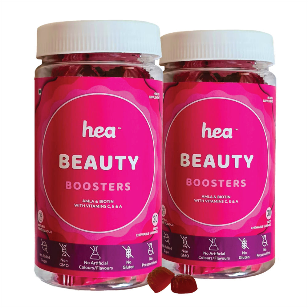 Hea Beauty Booster Gummies with Amla, Biotin, Zinc & Selenium-for Hair & Skin - Pack of 2