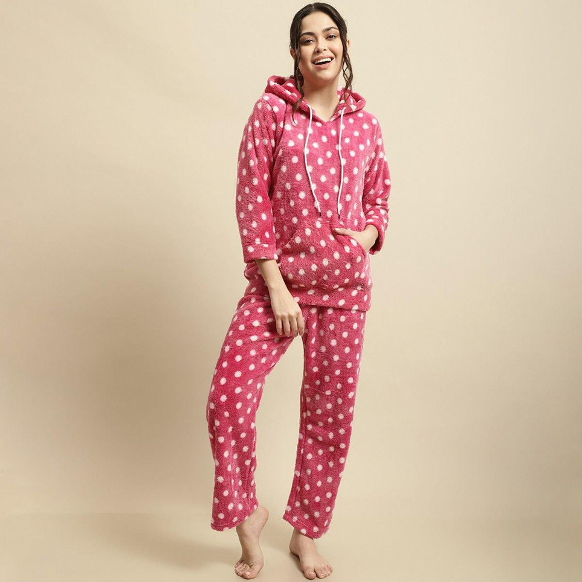 Buy MUKHAKSH Women's Fleece Striped Top and Bottom Pyjama Set (Women Simple  Pink Peach Night Suit, Pink, Peach, Free Size) at Amazon.in