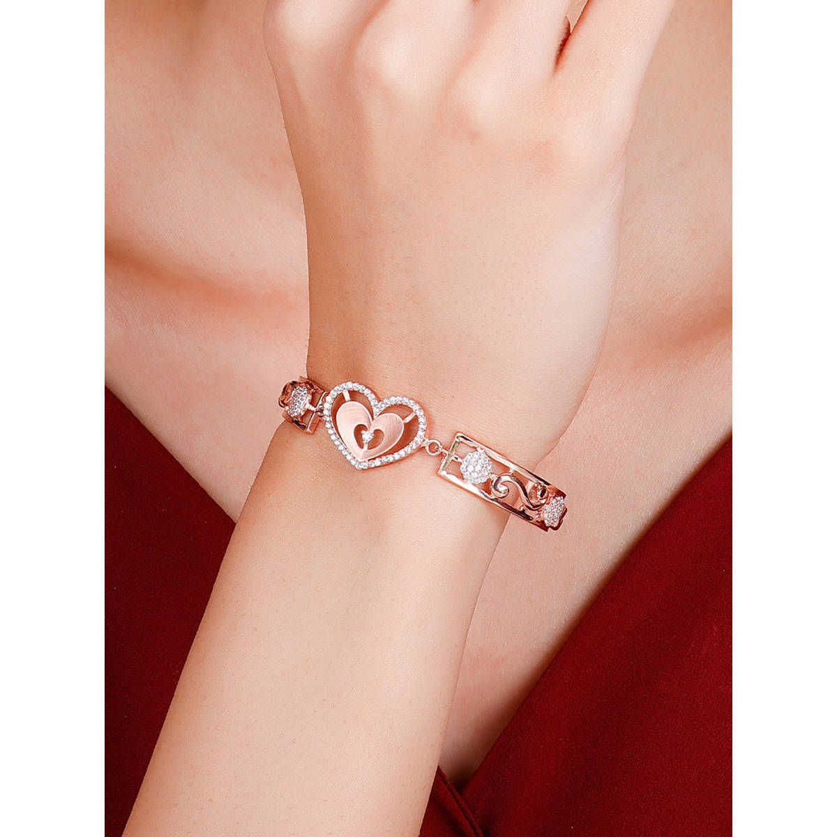 GIVA Sterling Silver Anushka Sharma Rose Gold Dreamy Love Affair Bracelet
