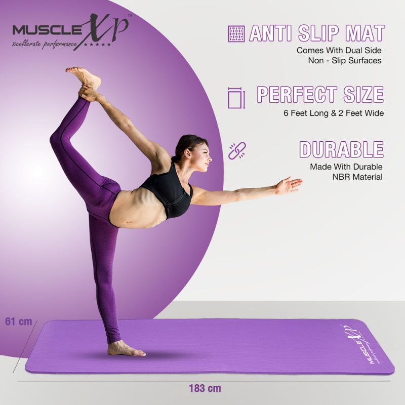 MuscleXP Yoga Mat (10 Mm) Extra Thick Nbr Material For Men And Women