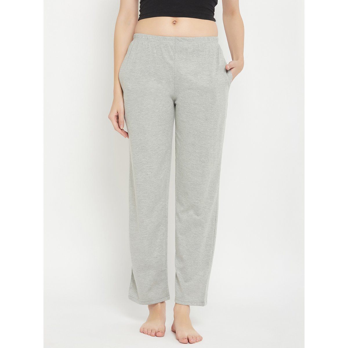 Buy Clovia Cotton Solid Pyjama Online